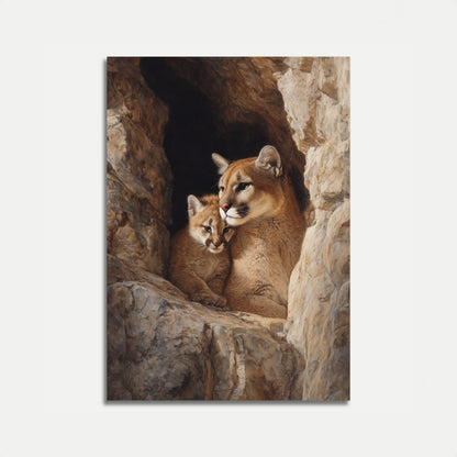Mountain Lion and Cub Poster