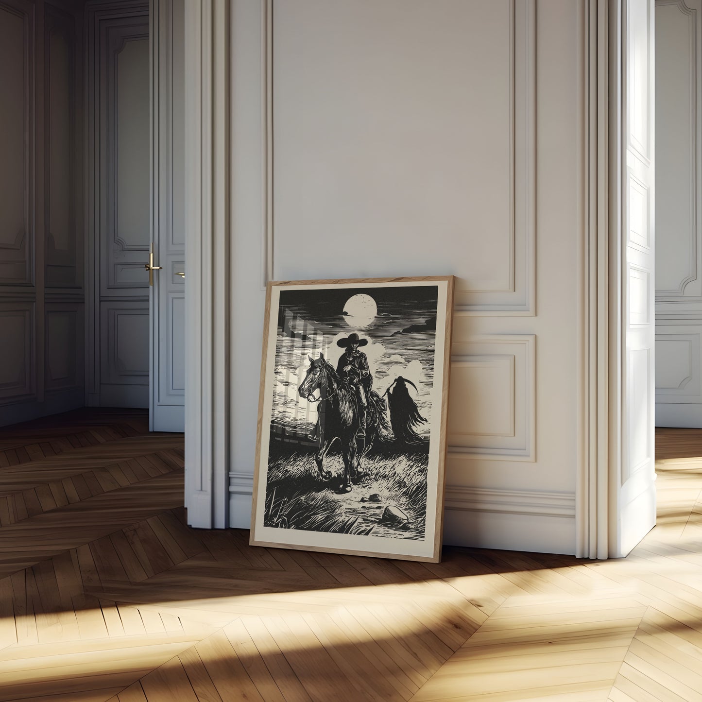 Månebelyst Cowboy-rytter Plakat