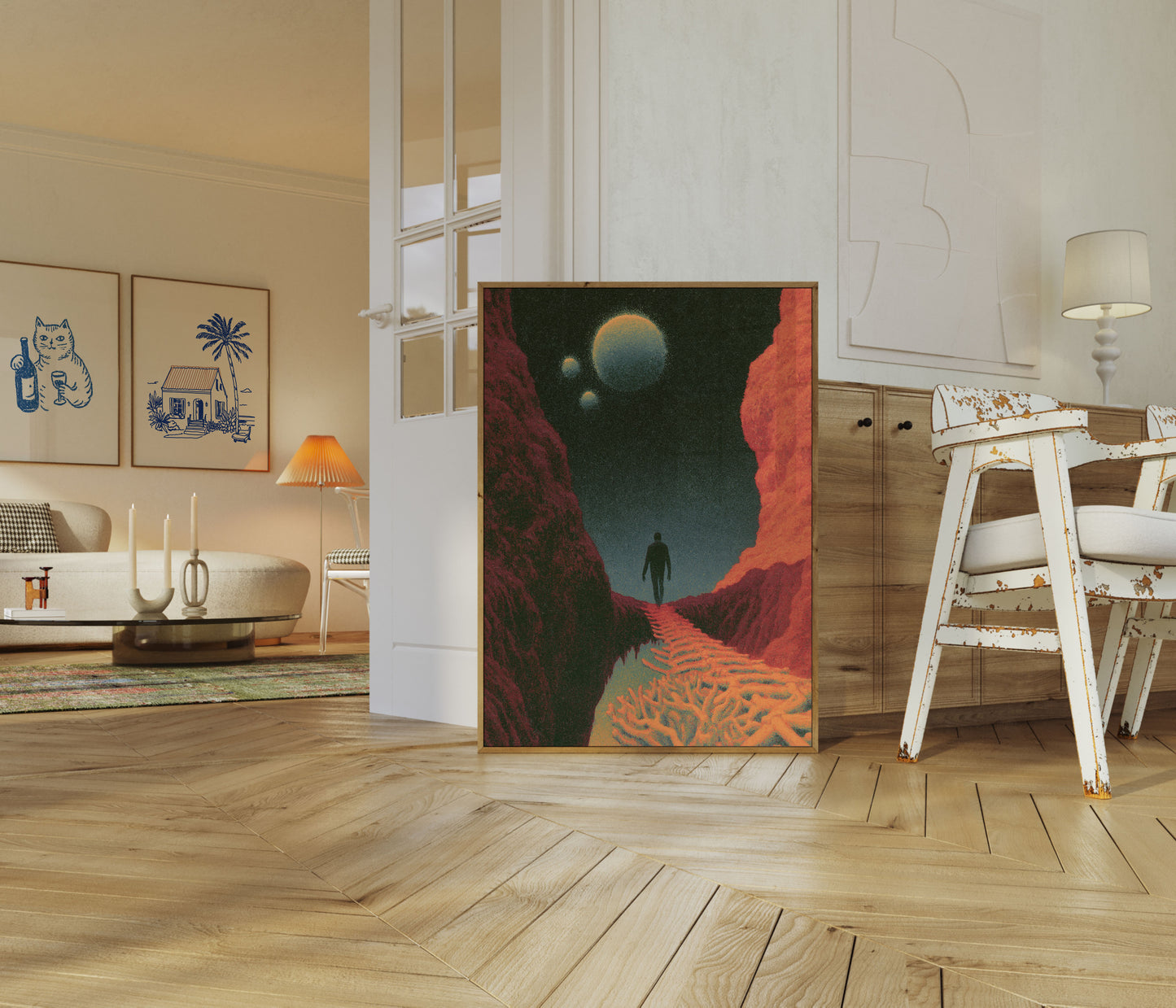 Solitary Explorer in Alien Canyon Poster