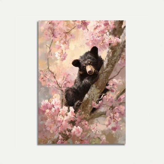 Black Bear in Cherry Blossoms Poster