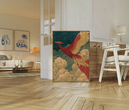 Phoenix Rising From Clouds Poster