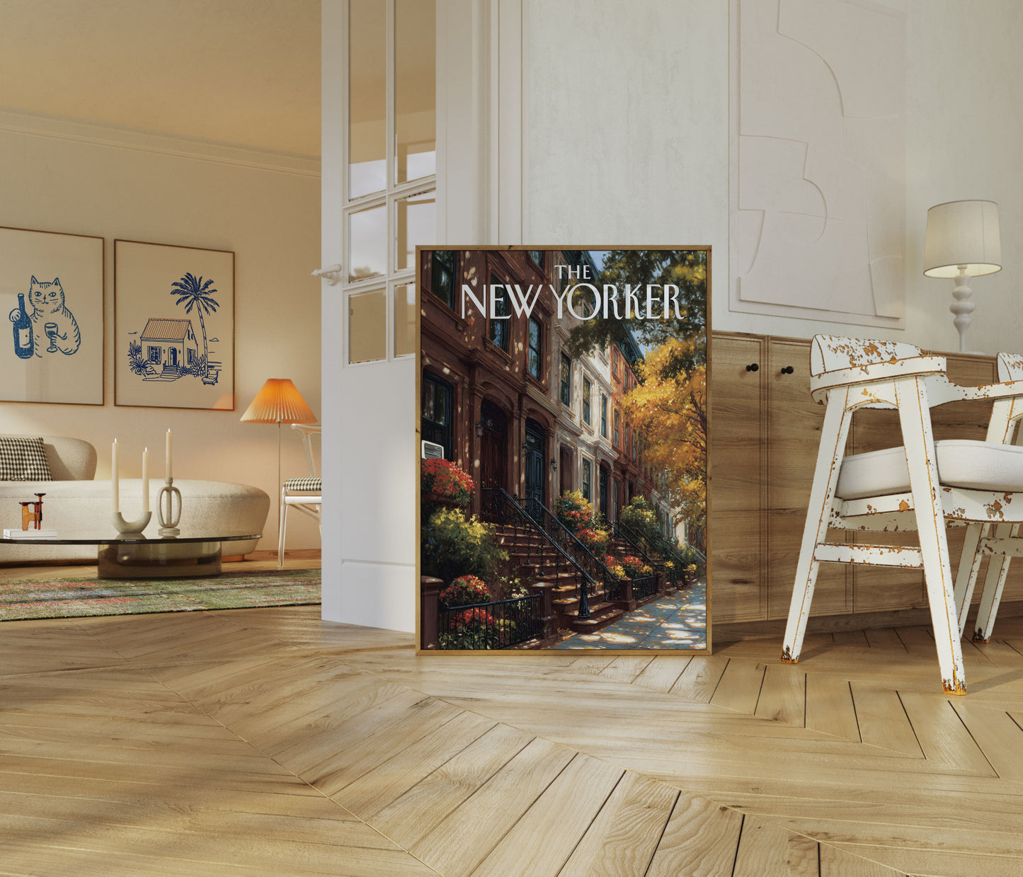 Autumn Brownstone New York Poster