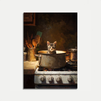Kitten in the Cooking Pot Poster