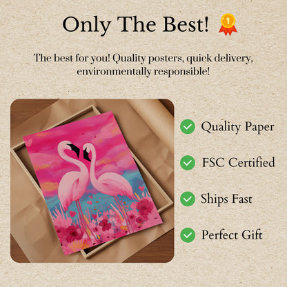 Romantic Flamingo Love Poster