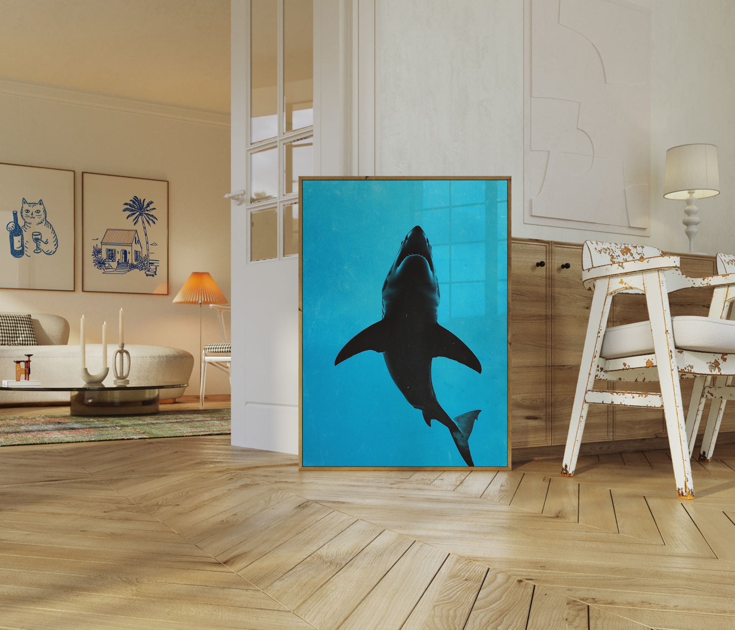 Great White Shark Silhouette Poster