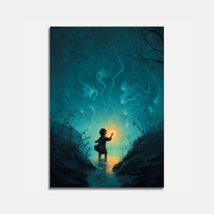 Child Discovering Magic in Water Poster