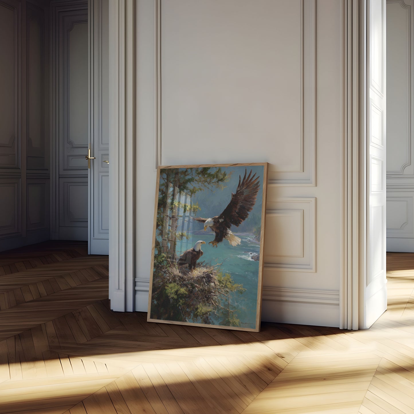 Majestic Eagles by the Lake Poster