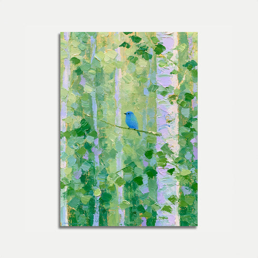 Póster "Pájaro Azul entre Hojas Verdes"