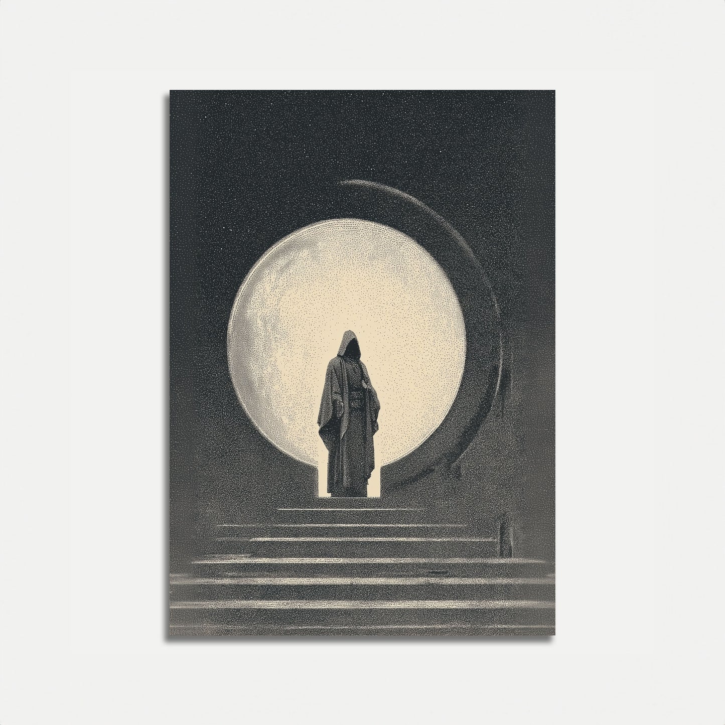Póster de Figura Mística Bajo la Luna Llena