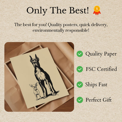 Doberman and Chihuahua Size Comparison Poster