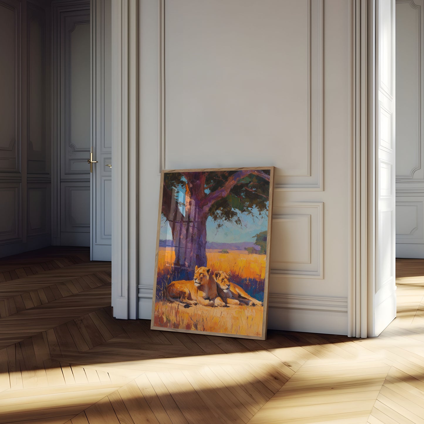 African Lions Under Tree Poster