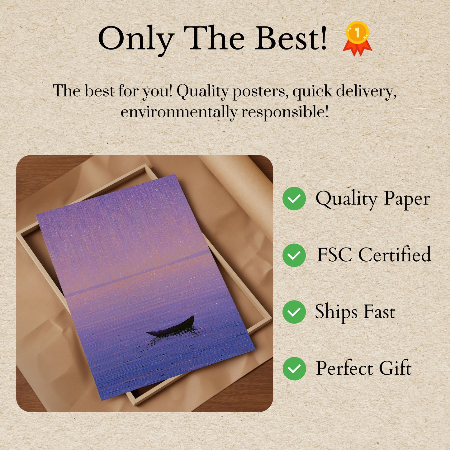 Solitary Boat at Sunset Poster