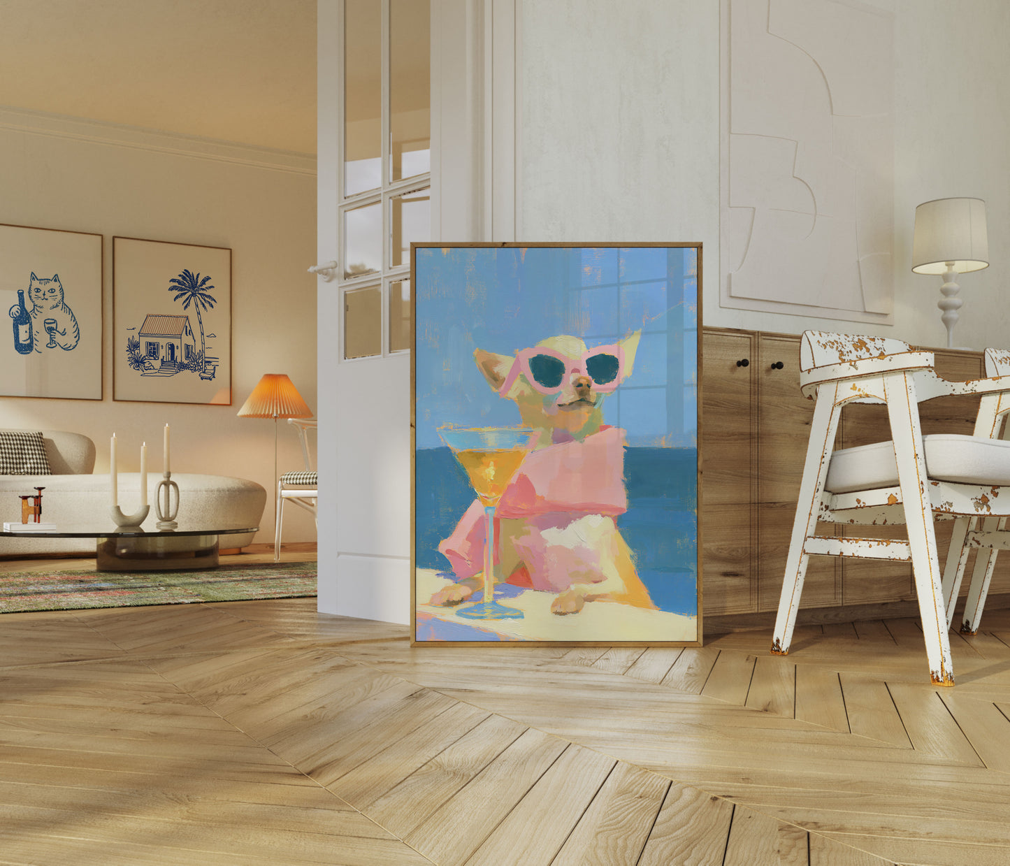 Stilvoller Chihuahua Strandparty Poster