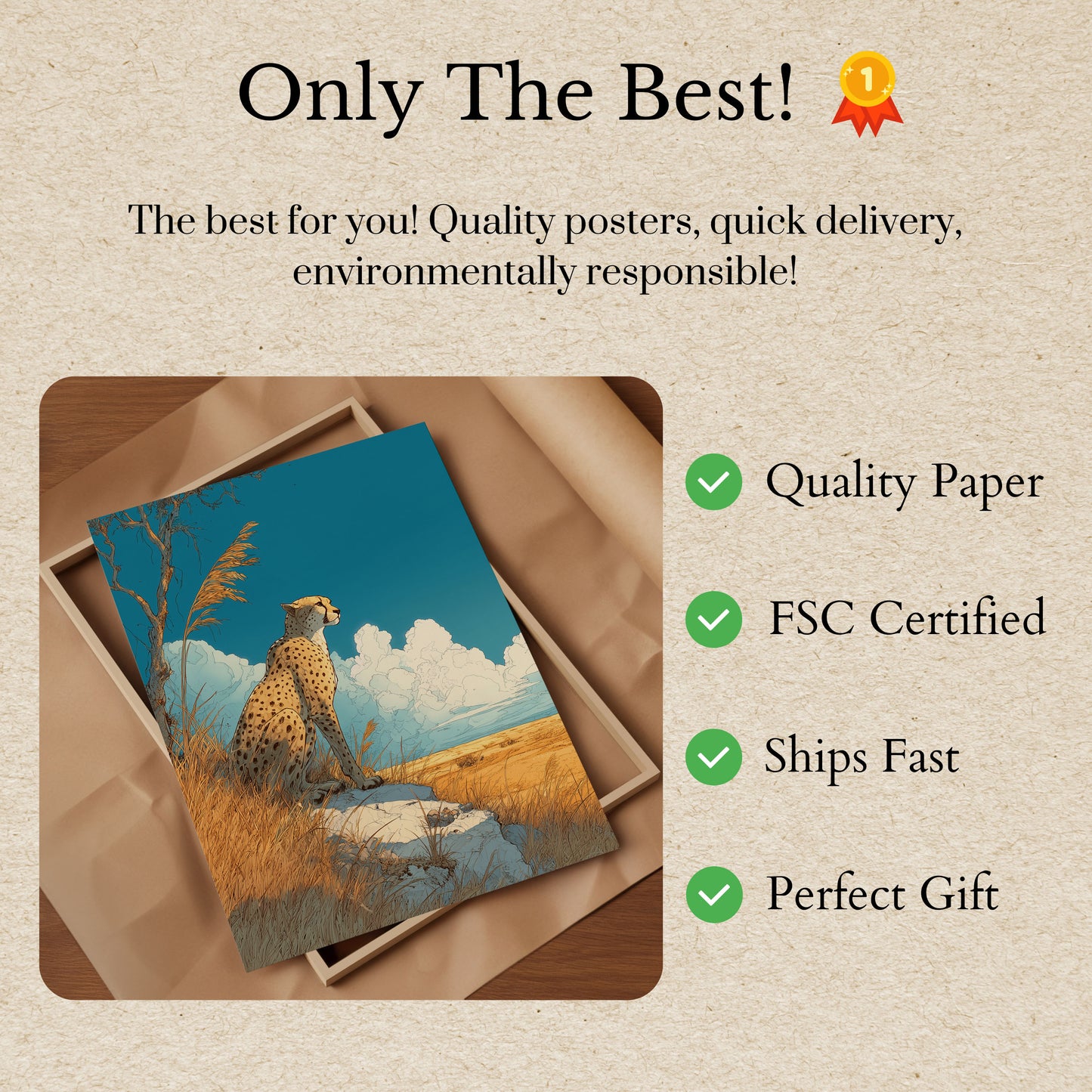 Póster de la majestuosa sabana del guepardo