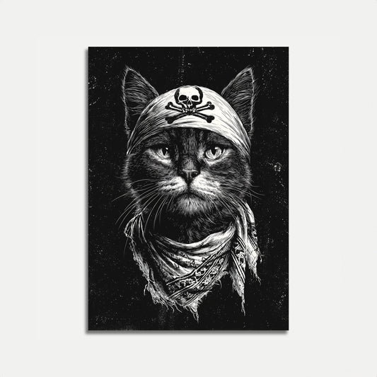 Pirate Cat Skull Bandana Poster