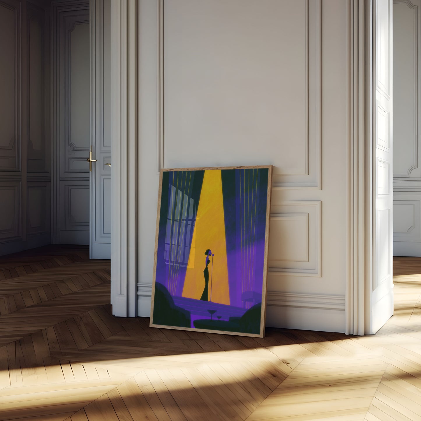 Spotlight-Sänger auf der Bühne Poster