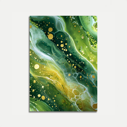 Pôster Fluido Abstrato Verde Ouro