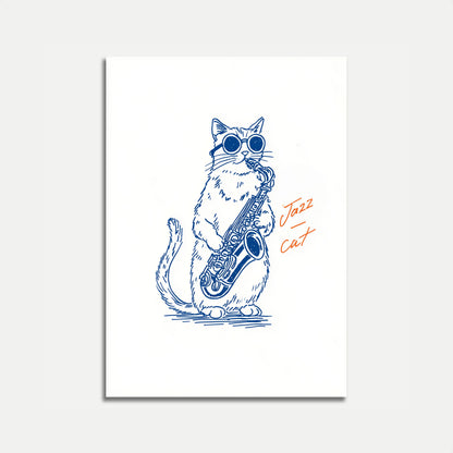 Cool Jazz Cat Music Poster