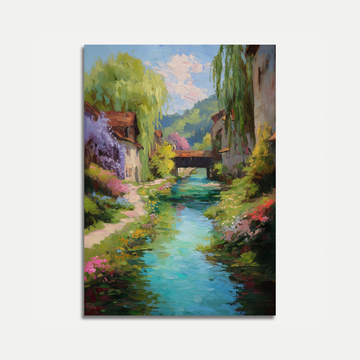Póster de Paisaje de Arroyo de Pueblo Europeo