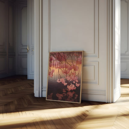 Póster de Flores de Cerezo al Atardecer