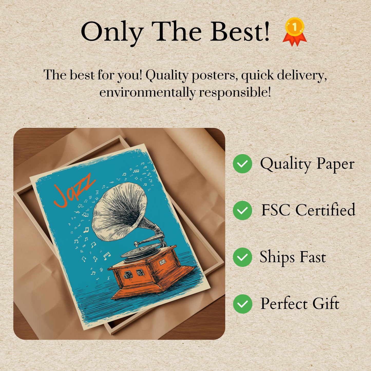 Vintage Jazz Gramophone Poster