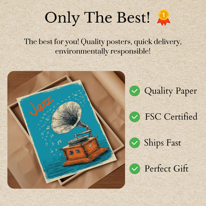 Vintage Jazz Gramophone Poster