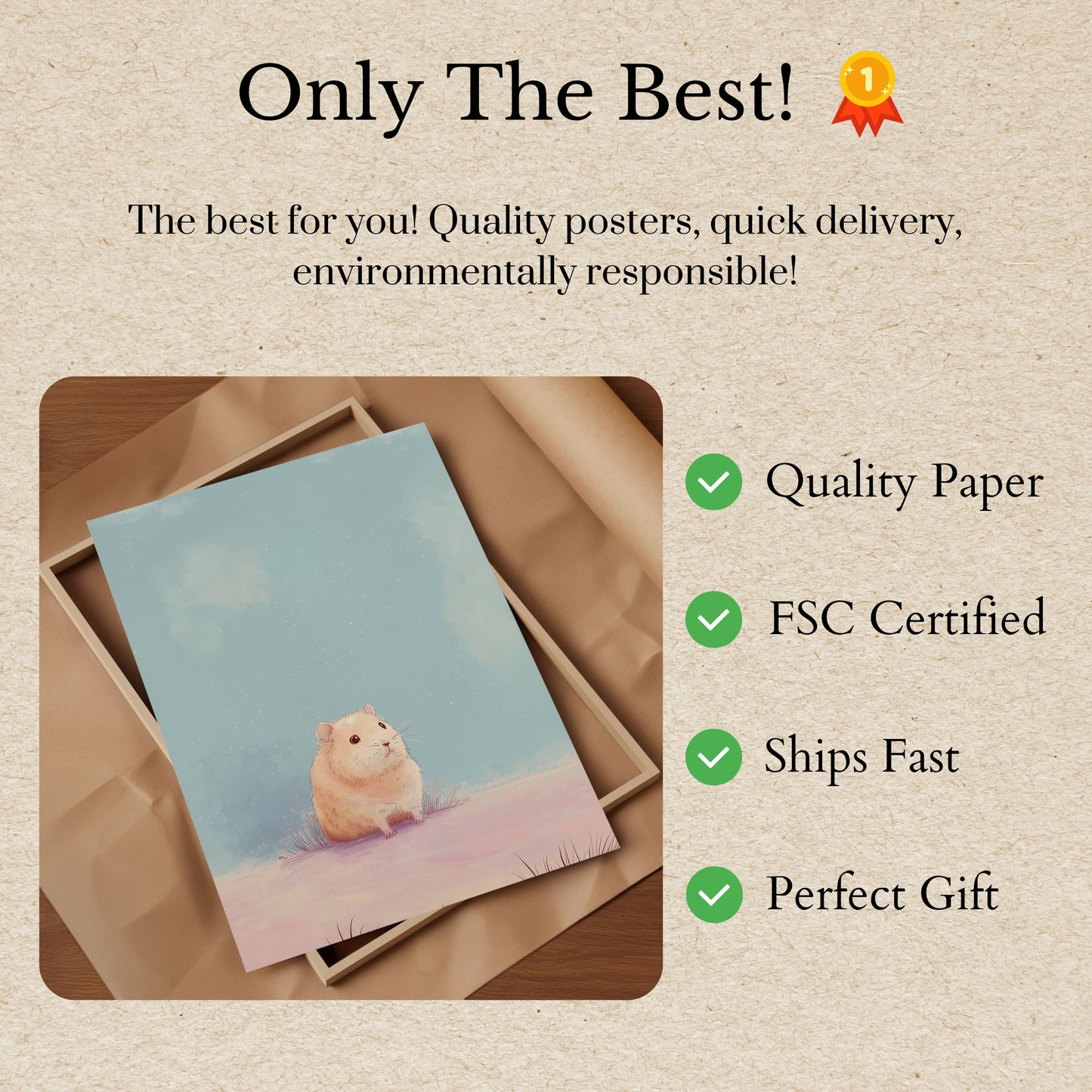 Poster met Schattige Hamster Bedeltje