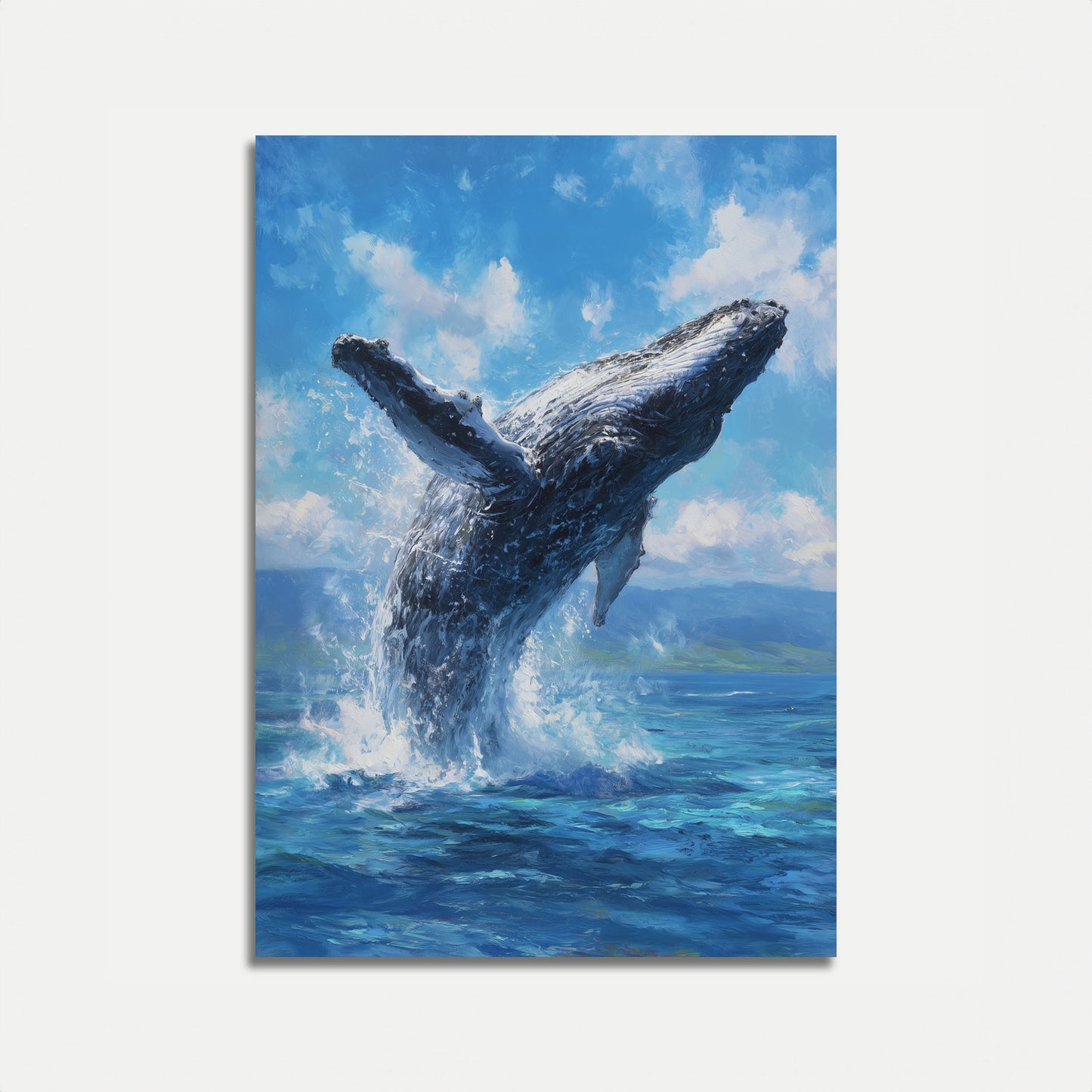 Majestic Whale Breaching Ocean Poster