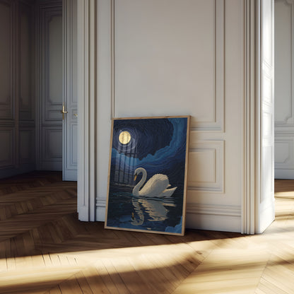 Pôster Noturno de Cisne ao Luar