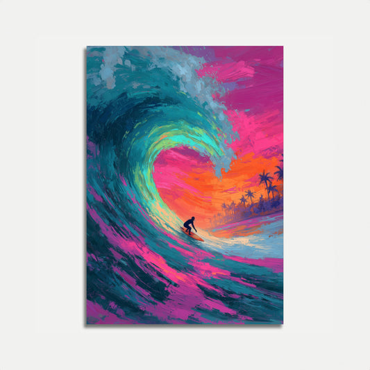 Sunset Surf Tropical Wave Poster