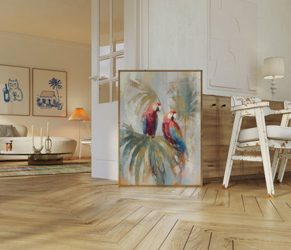 Scarlet Macaws in Bloom Poster