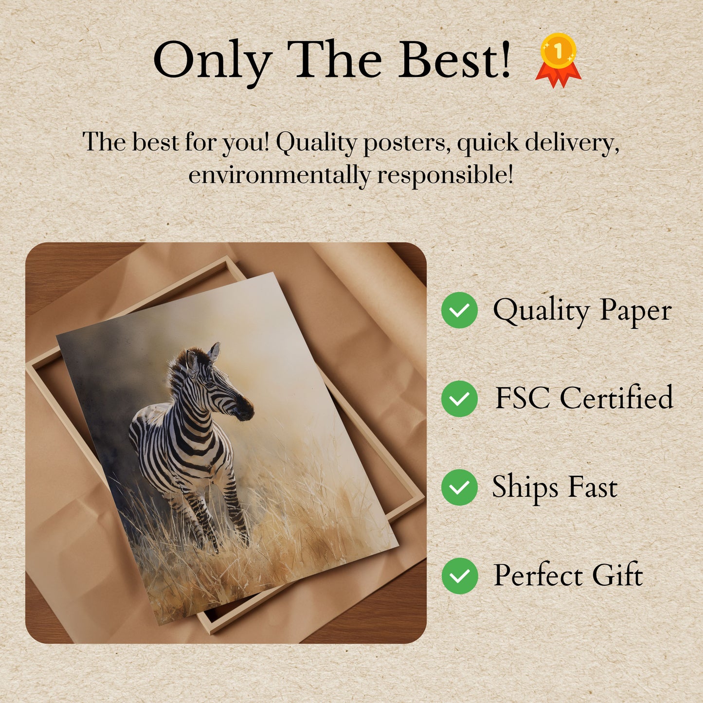 Solitary Zebra Grasslands Poster