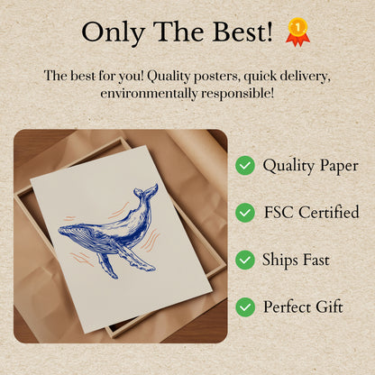 Blue Whale Ocean Waves Poster