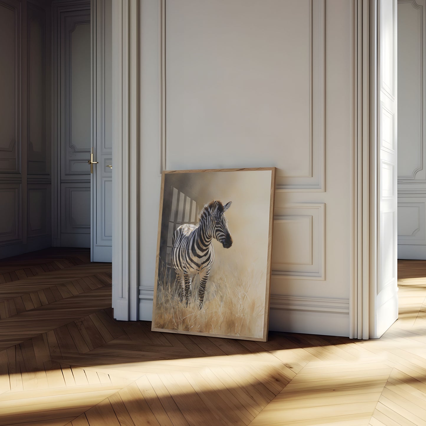 Solitary Zebra Grasslands Poster