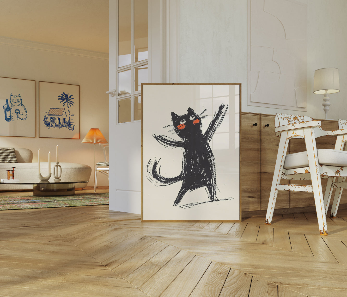 Dancing Black Cat Quirky Poster