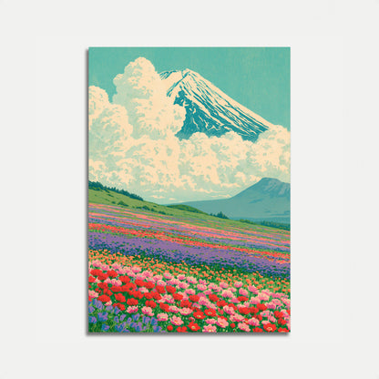 Mount Fuji Flower Field Poster