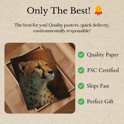 Póster de retrato majestuoso de guepardo