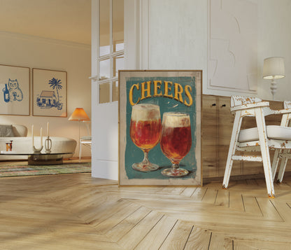 Vintage Cheers Beer Glasses Poster