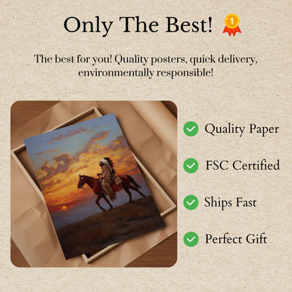 Sunset Rider Native American Poster