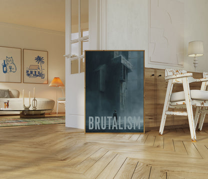 Brutalist Architecture in Rain Poster