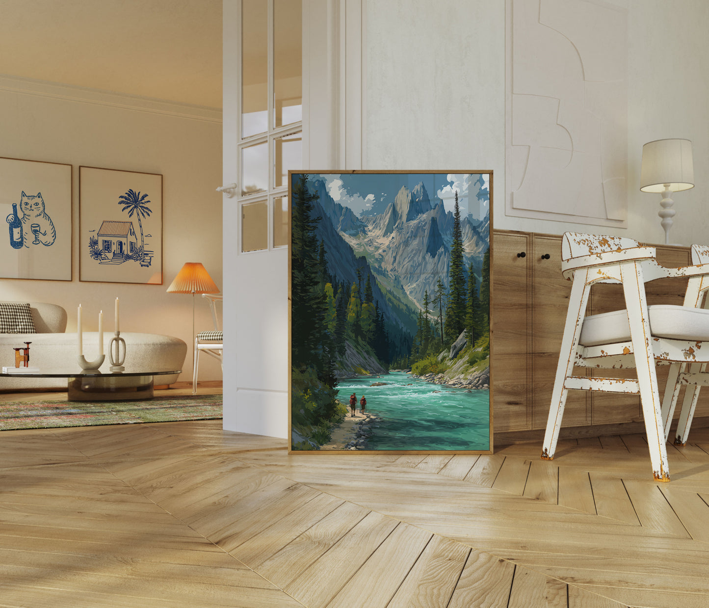 Póster de naturaleza salvaje de río de montaña