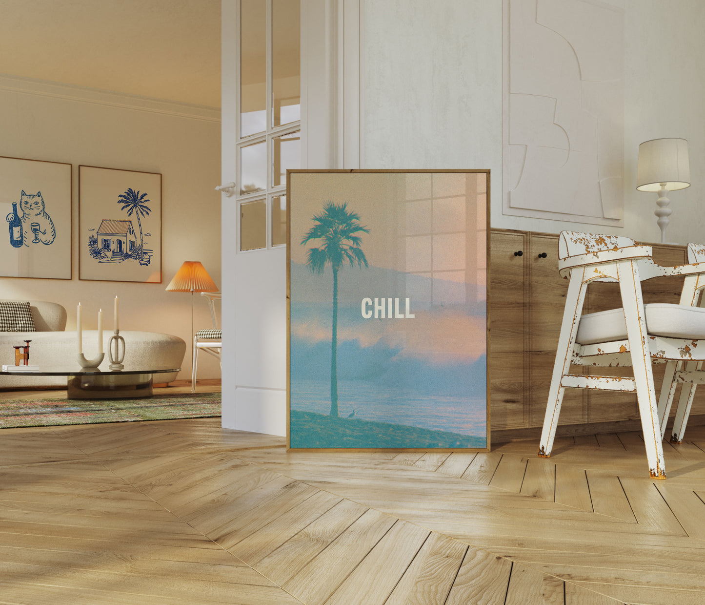 Poster Tramonto Palme Serene