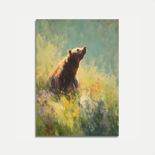 Bear in Wildflower Meadow Poster