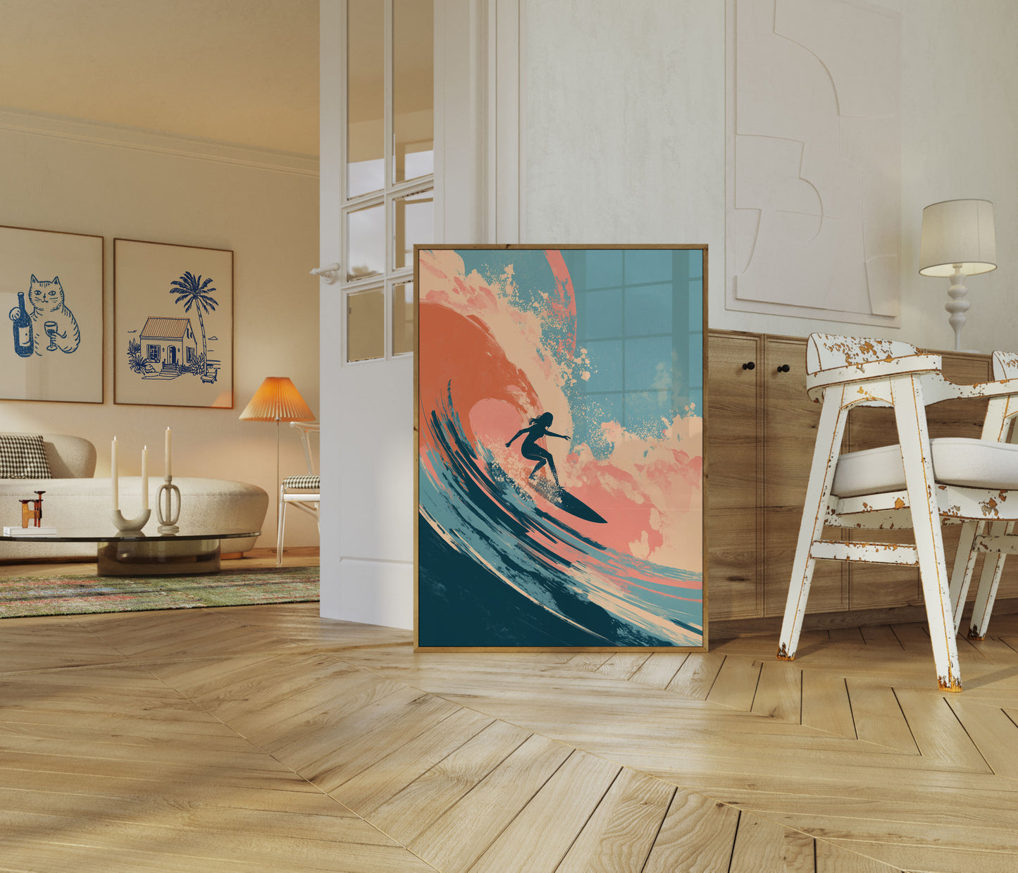Sunset Wave Surfing Poster