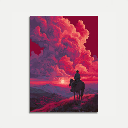 Solnedgang Cowboy Landskapsposter