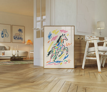 Cavallo Colorato in Movimento Poster