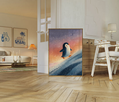 Surfende Pinguïn Winterposter