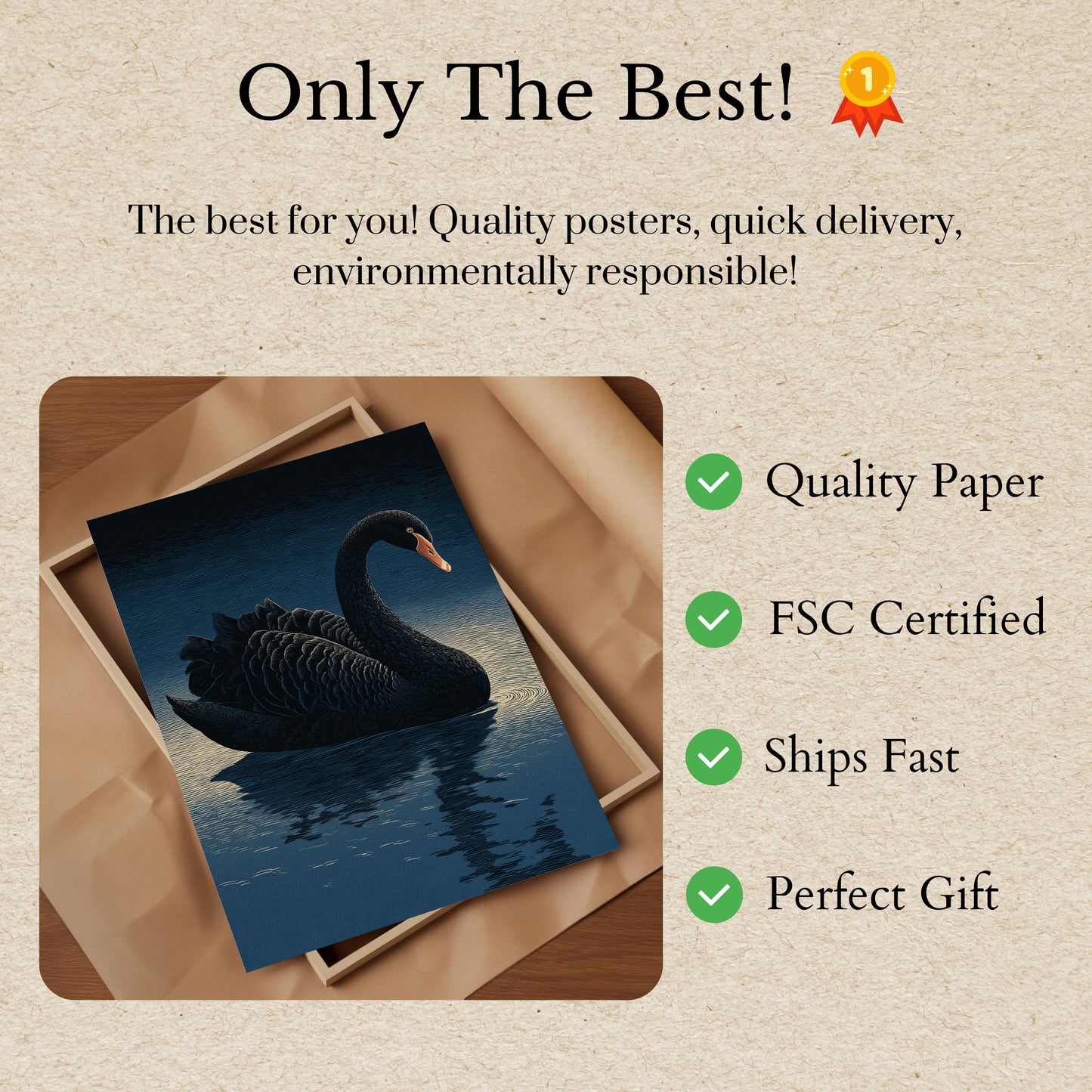 Black Swan on Water Poster