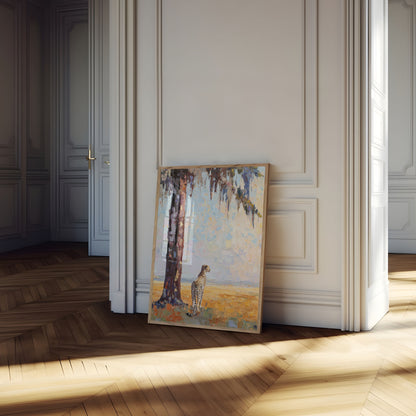 Póster del majestuoso guepardo en la sabana