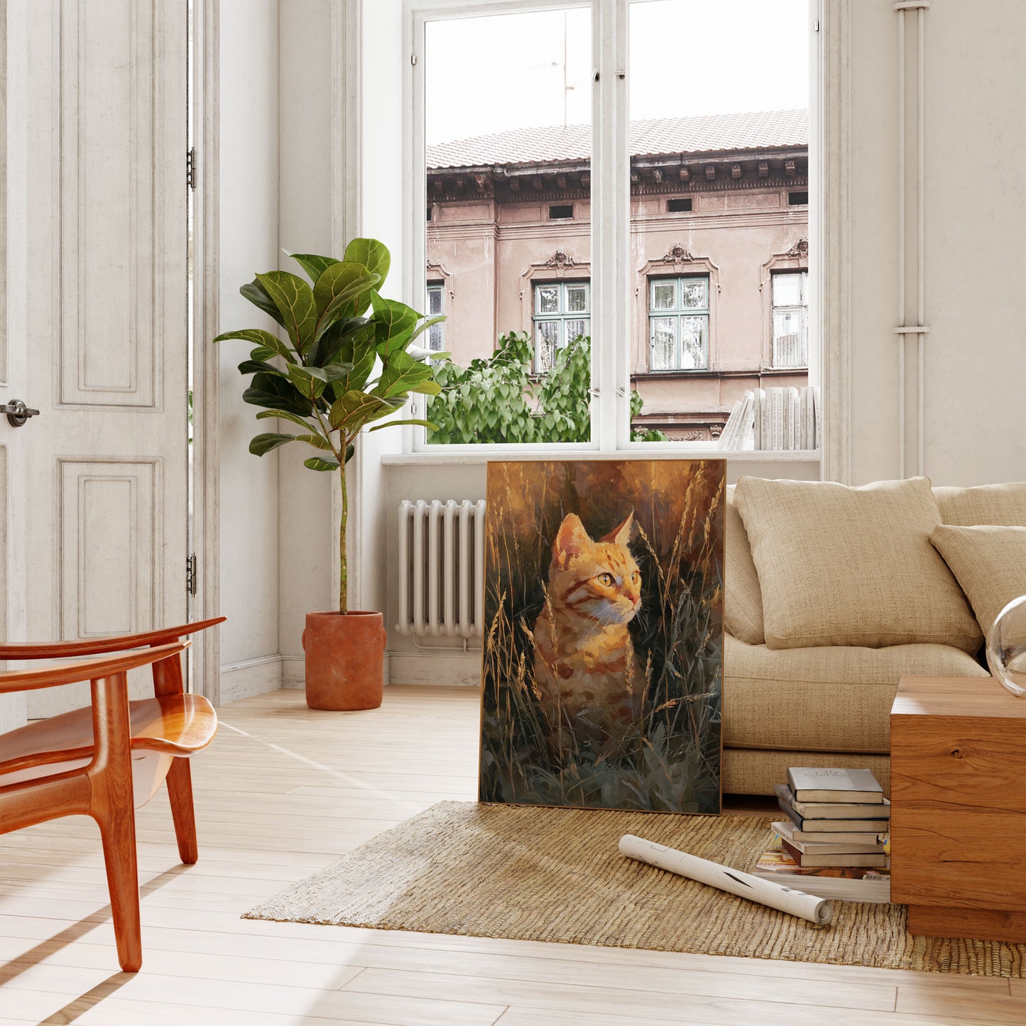 Orange Katt i Gyllene Vete Affisch